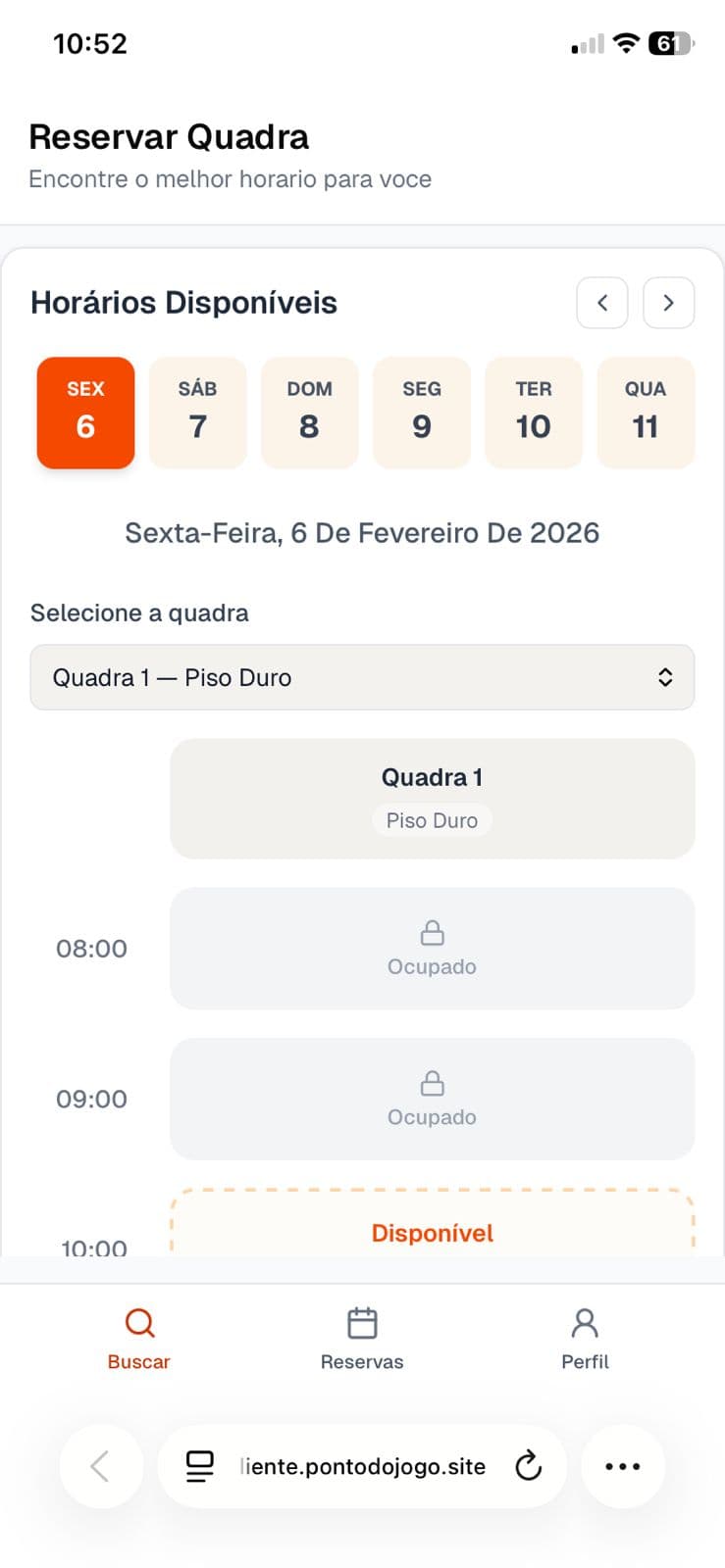App de Reserva pelo celular